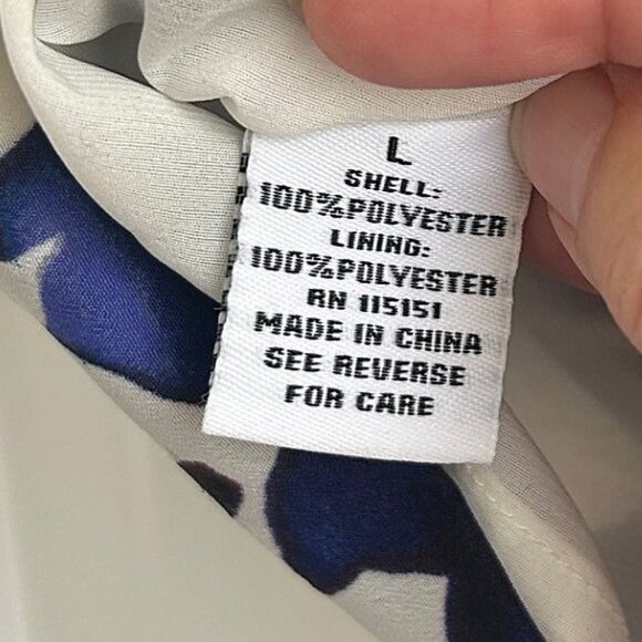 Jay.e blue abstract floral shell sleeveless top blouse size large zipper detail - Picture 6 of 10